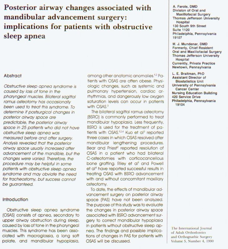 Obstructive Sleep Apnea Treatment