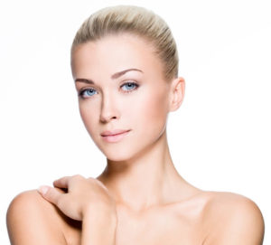 Blonde Woman Headshot, Touching Shoulder